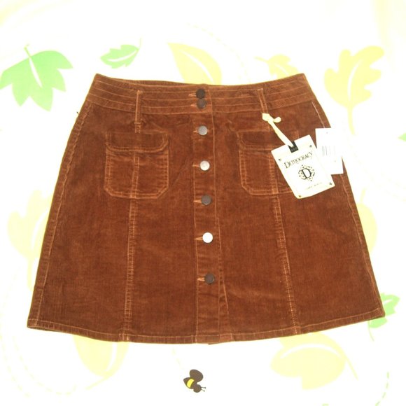Democracy Dresses & Skirts - NWT! Democracy Brown Corduroy Button Up A Line Mini Skirt